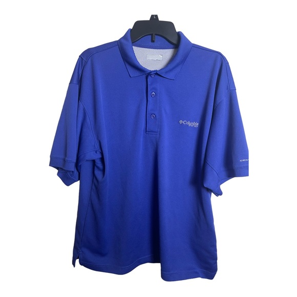 Columbia PFG Blue Knit Vented Fishing Polo Shirt Omni Shade - Picture 3 of 13